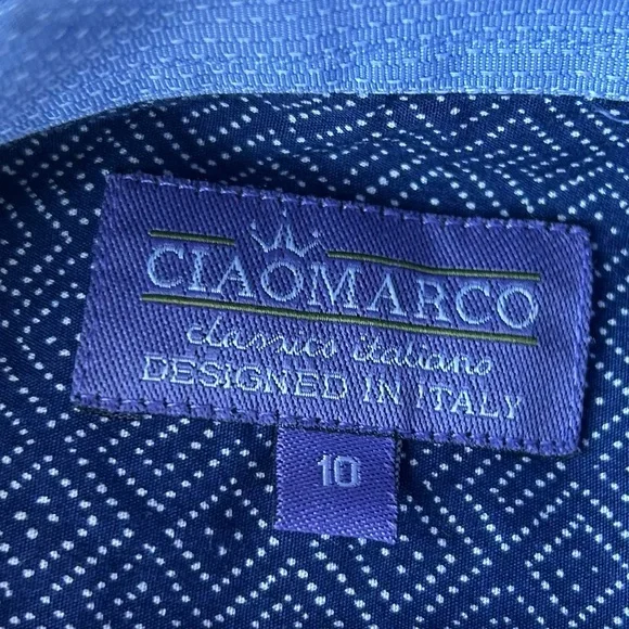 Ciao Marco ~ Button Down Long Sleeve ~ Boys Size 10 - Picture 6 of 11